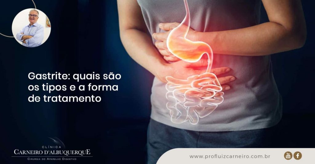 Ao fundo da imagem, há uma pessoa com a mão na barriga e um desenho representando o estômago.