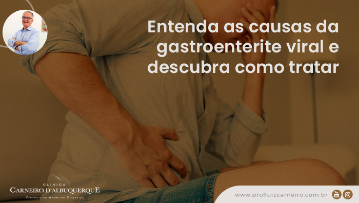 A imagem mostra um homem com dor com a mão na região do estômago.