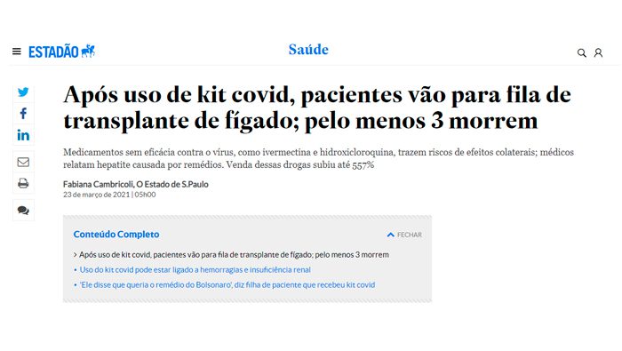 pacientes vao para fila de transplante de figado apos uso de kit covid estadao